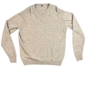 MUJI Crew Neck Sweater 100% Wool Beige Mens Size XXL